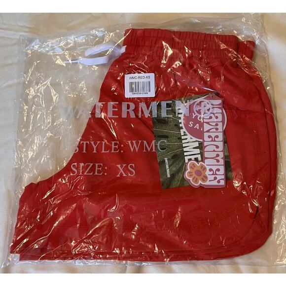 Watermen+ Red‎ Lifeguard Board Shorts XS NWT Swim Trunks Drawstring - Picture 2 of 5